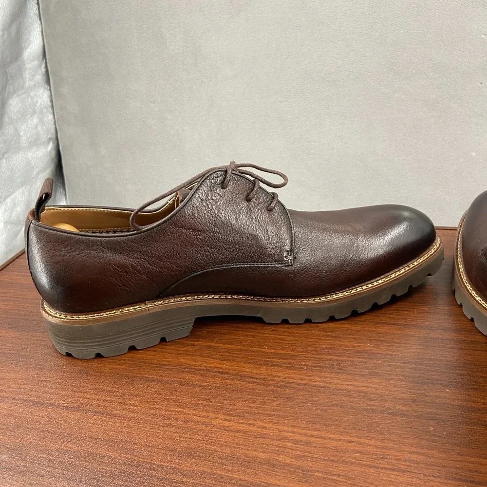 Thomas & Vine Davies Mens US 9 Dress Shoes Brown Leather Plain Toe Derby Formal